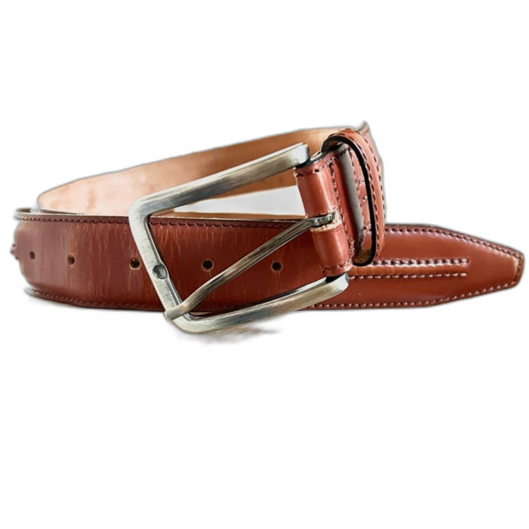 Paul Frederick Genuine Leather Made In Italy Cognac Brown Belt 42 - Picture 1 of 15